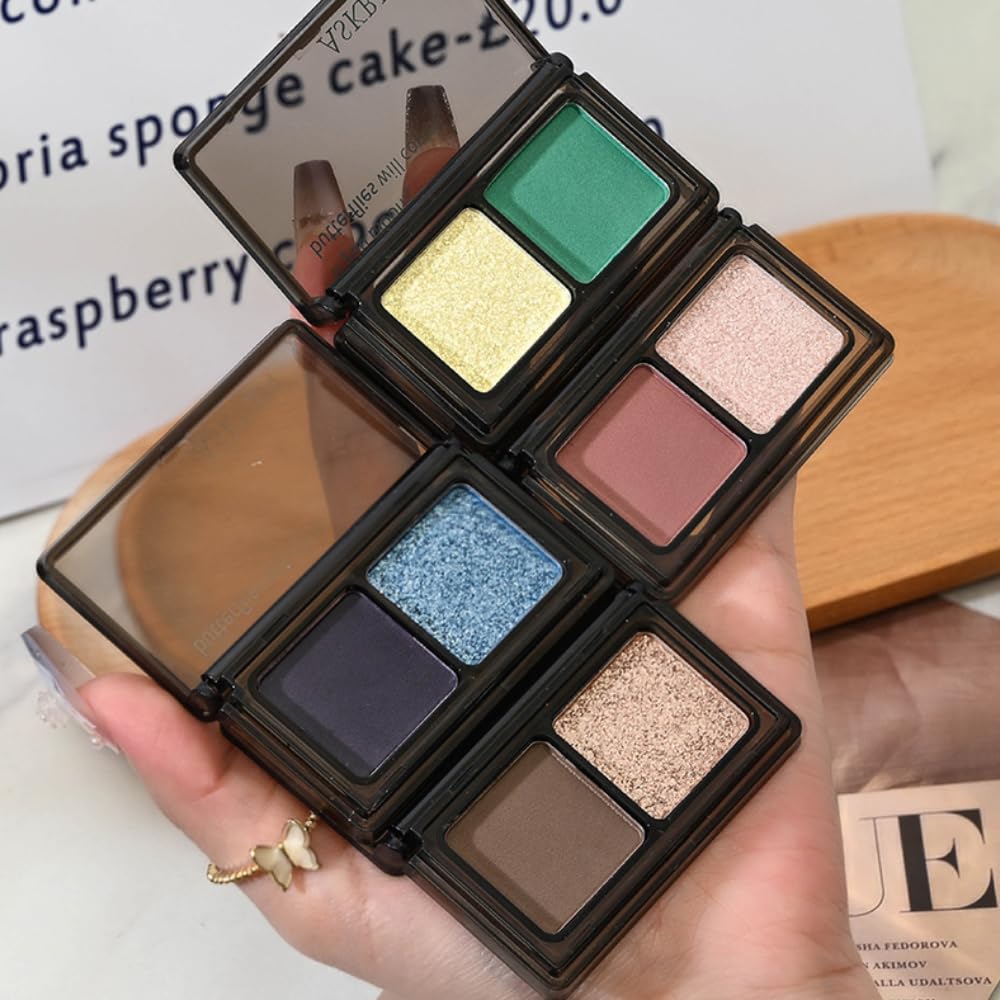 AMY'S DIARY 2 Color Taupe Brown Matte+Golden Champagne Shimmer Eyeshadow Palette – Shimmer matte Shades eye shadow for Eye Makeup, Long-Lasting & Highly Pigmented, Vegan & Cruelty-Free for woman
