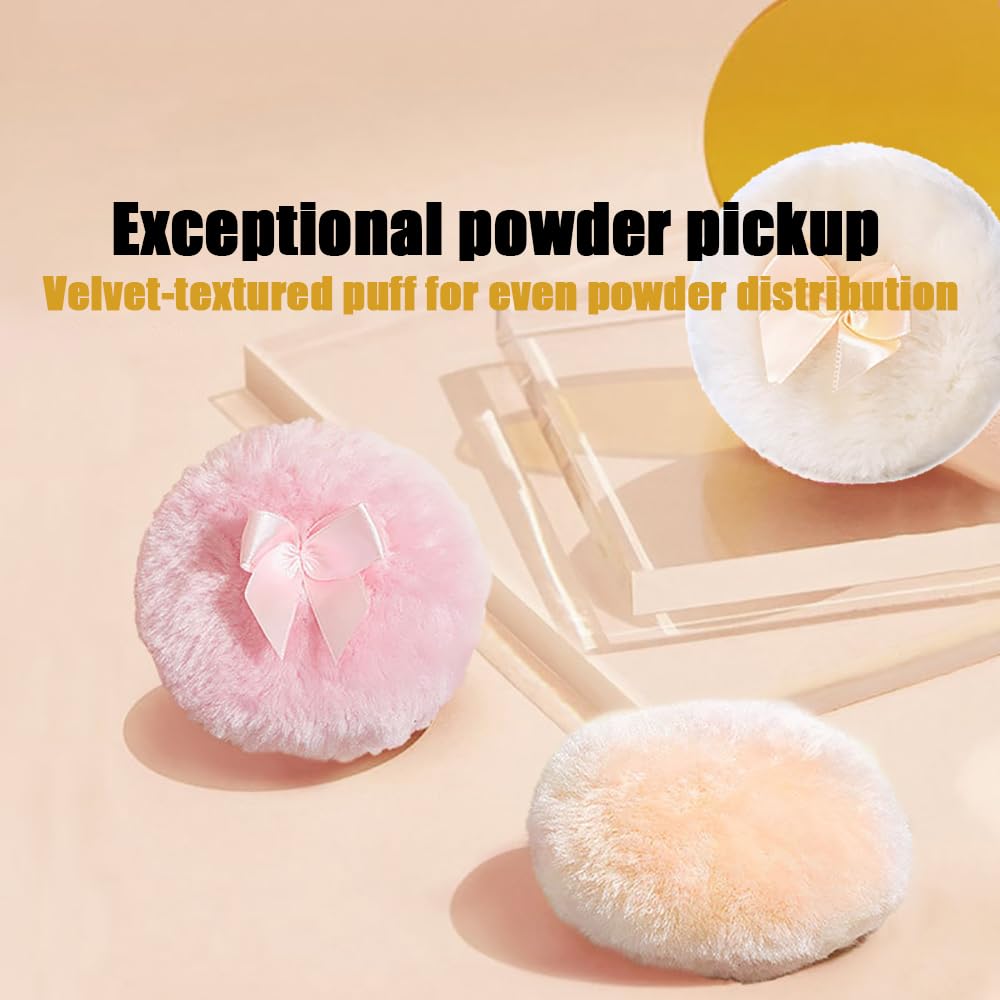 Luxury 4 Inch Glass Loose Powder Container with 2 Soft 3.5" Puffs｜Non-Sealed Refillable Organizer Storage for Body Powder Makeup & Jewelry & Setting Applicator(Crown-Dazzling Color)