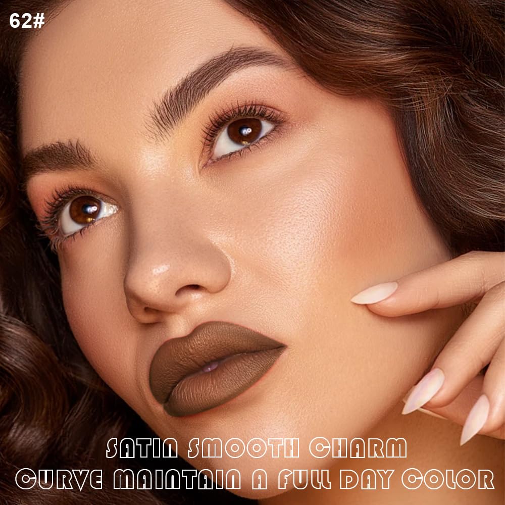 evpct 2Pcs Nude Matte Lip Liner and Lipstick Combo Set for Women, Nude Lip Combo Set Liquid Lips Stick Gloss and Lipliner Stains Set Long Lasting Waterproof, Lips Makeup 24 Hours labiales originales