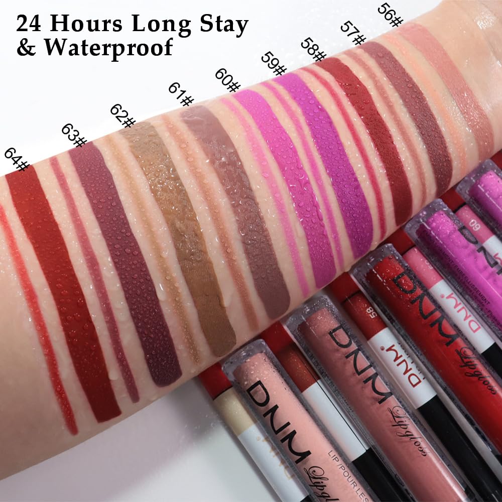 evpct 2Pcs Vivid Red Matte Lip Liner and Lipstick Combo Set for Women, Red Lip Combo Set Liquid Lips Stick Gloss and Lipliner Stain Set Long Lasting Waterproof, Lips Makeup 24 Hours labiales originale