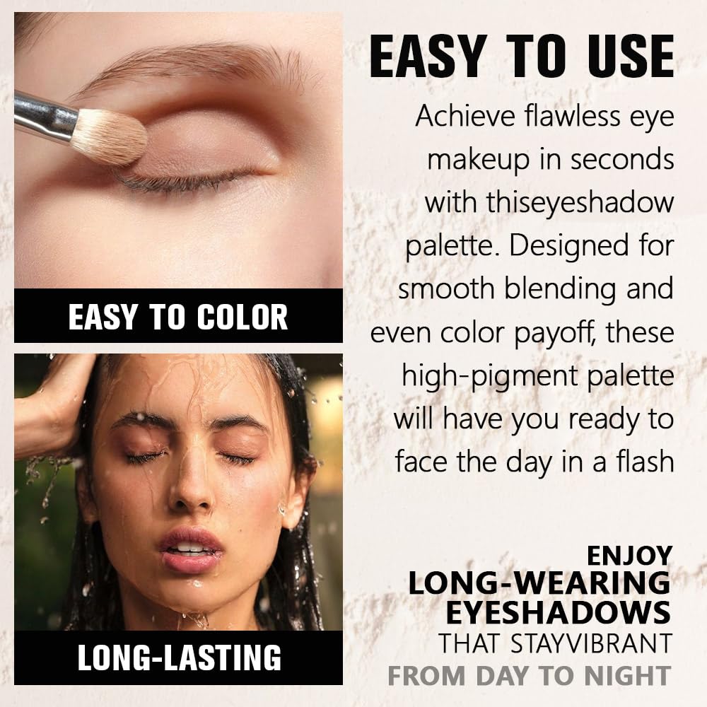 Rosy Brown Matte Eyeshadow Palette for Women, Single Monochrome Eye Shadow Makeup, Shiny Pressed Powder, Blendable Natural sombras para ojos, Holographic,Vegan,Travel -5