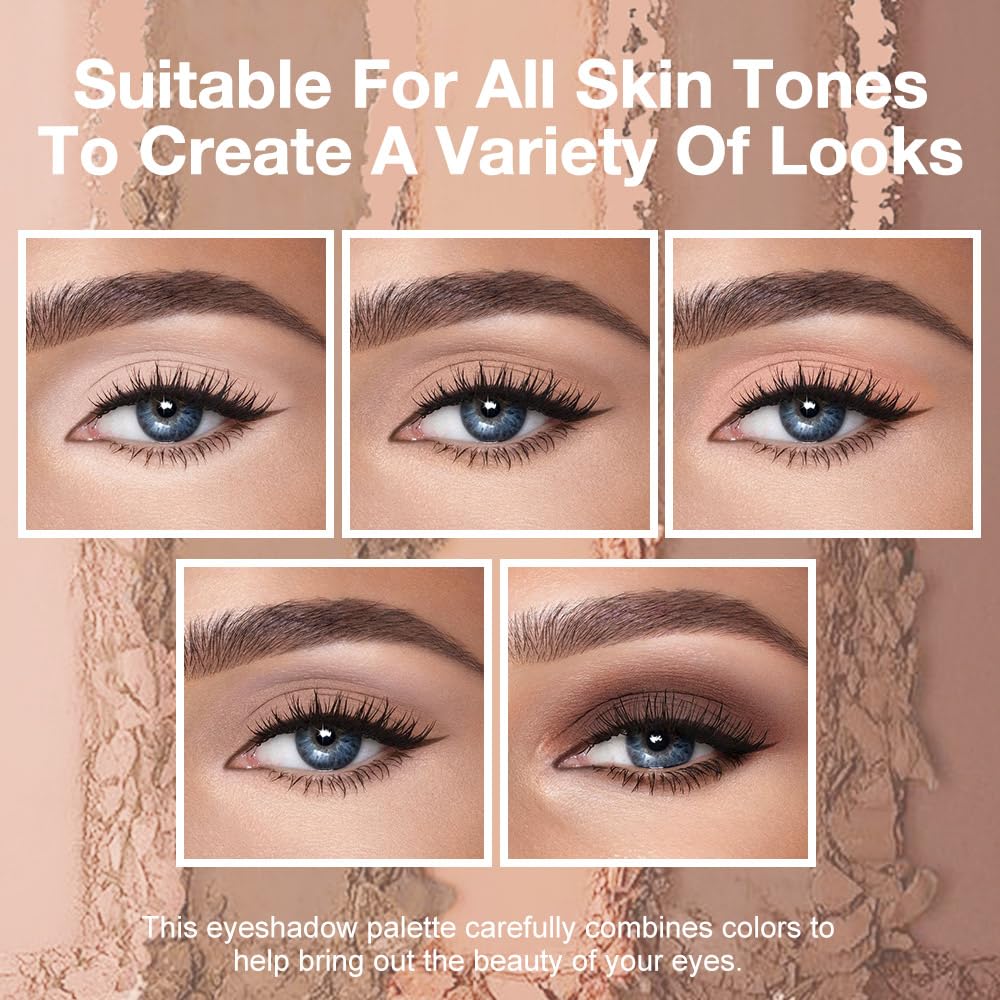 Neutral Nude Brown Eyeshadow Palette, 5 Cool Neutral Matte Shades – Off White, Beige, Light to Dark Brown – Velvety Finish, Long-Lasting, Natural Everyday Eye Makeup for Brown Eyes, 01#