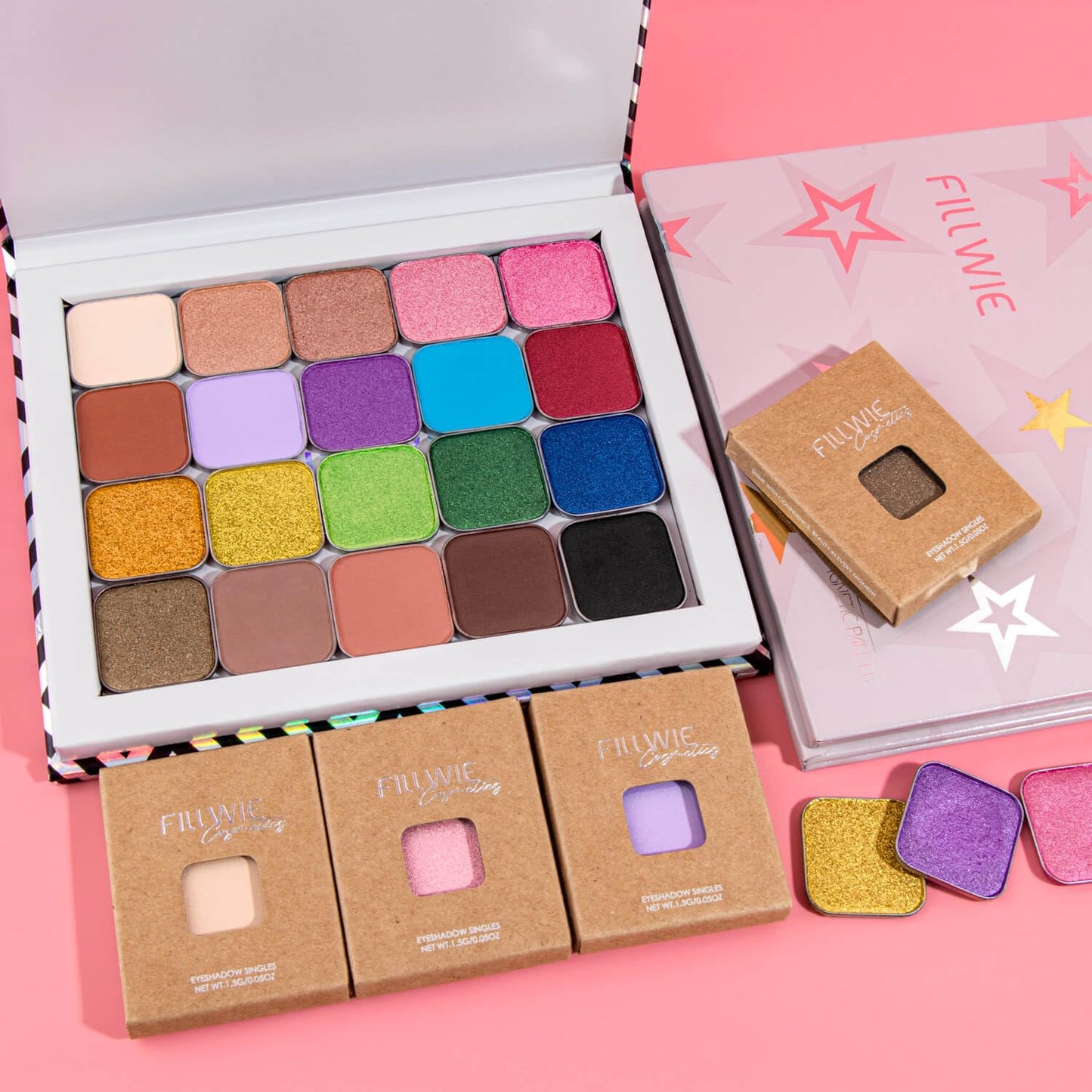 Single Pink Eyeshadow Matte Shimmer Highly Pigmented Blendable Longwear Powder in Magnetic Refill Pan for Custom Palette Easy to Apply and Remove (Pop Candy)