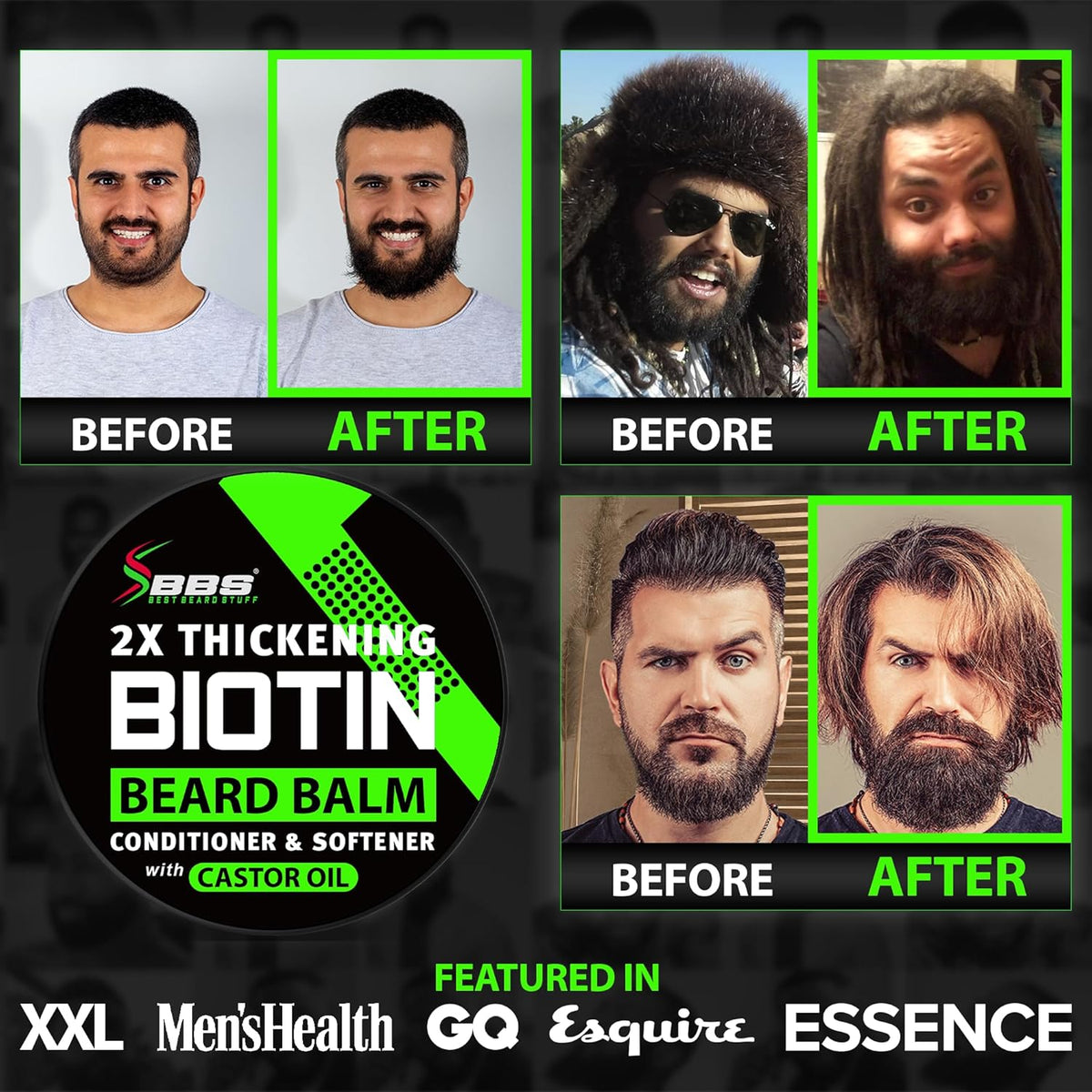 Biotin Beard Balm for Men - 2X Thickening for Beard and Mustache - Org ...