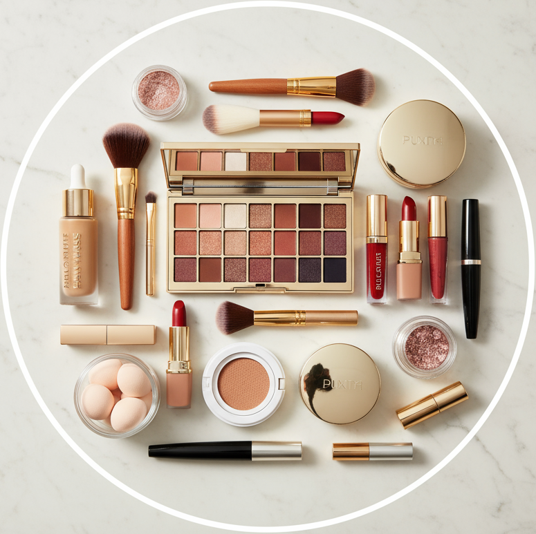 circle photo of beauty makeup, make it a real photo